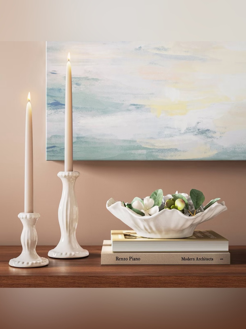Tall Beaded Ceramic Taper Candle Holder - Threshold